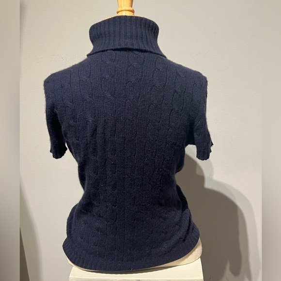 Ralph Lauren Cashmere Navy Blue Turtleneck Sweater with Cable - Picture 2 of 3